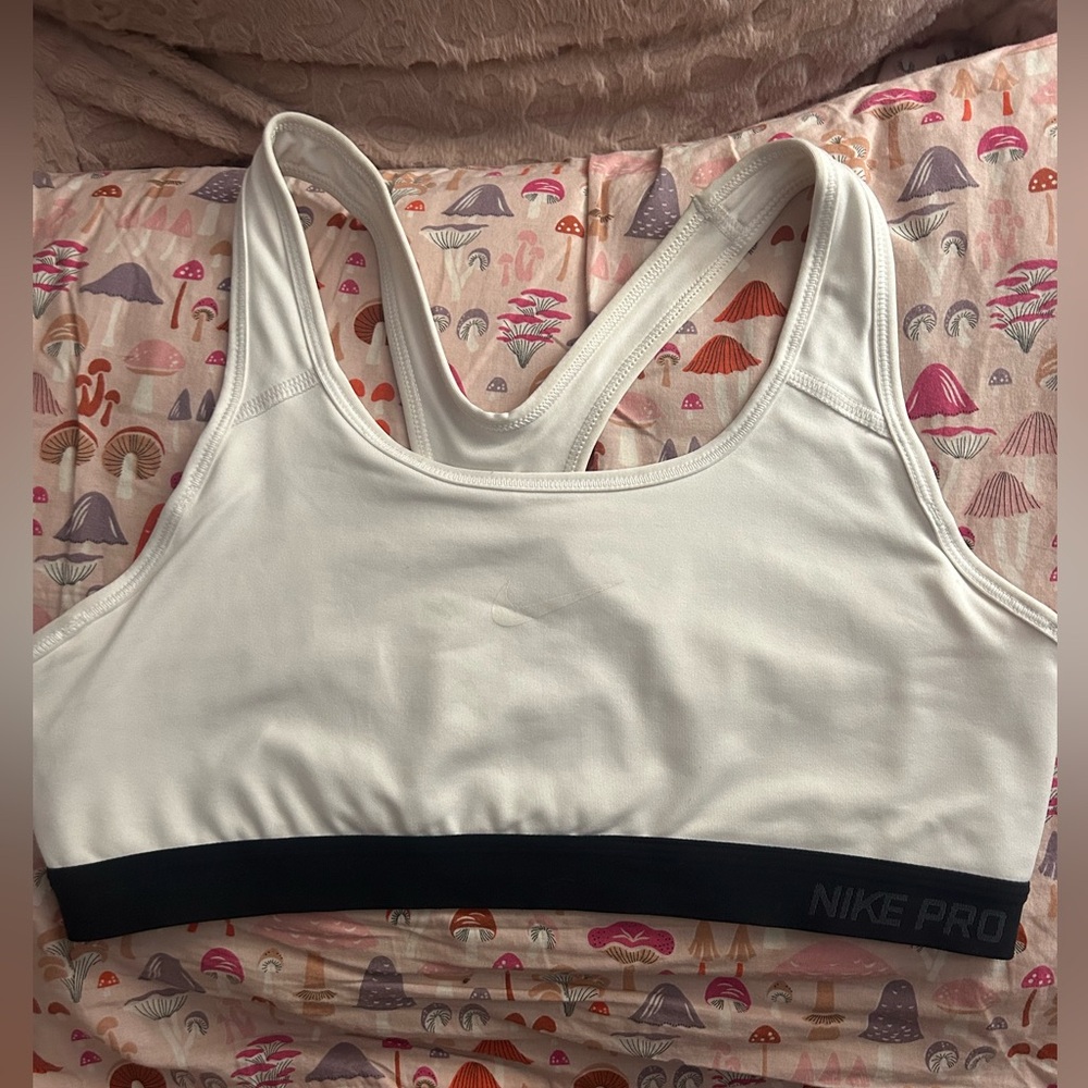 White Nike pro dri fit sports bra compression
